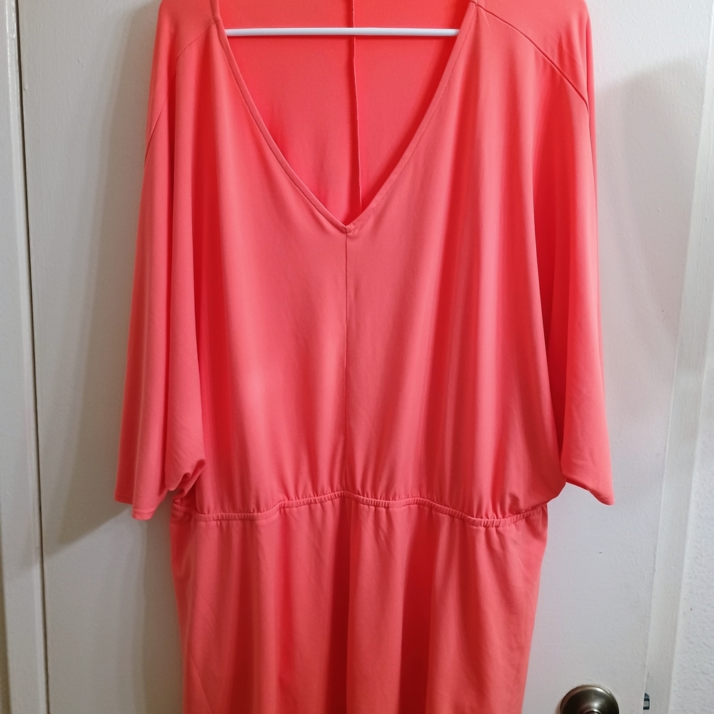 Coral V-Neck Women's Blouse